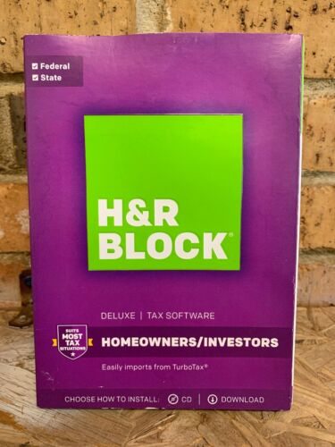 H&R Block Deluxe Tax Software 2017 Federal and State CD Homeowners/Investors