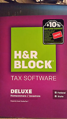 H&R Block Tax Software Deluxe  2015 Federal and State