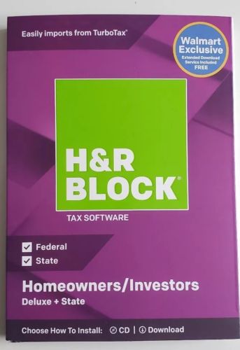 H&R Block Tax Software Deluxe + State 2018 Homeowners/Investors - New-sealed