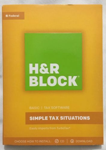 HR Block(R) Basic 2017 Tax Software, Simple Tax Solutions NEW Sealed Free Ship