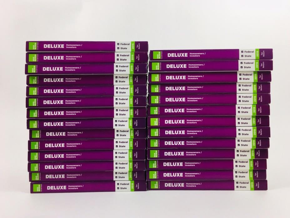 27 New 2015 H&R Block Deluxe Tax Year Federal & State Sealed PC/Mac