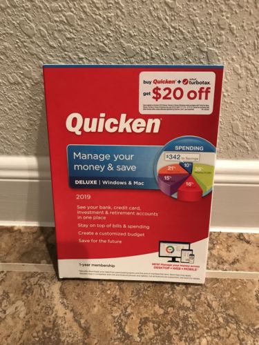 Quicken Deluxe 2019 1-year membership for Windows & Mac (NEW GENUINE & SEALED)