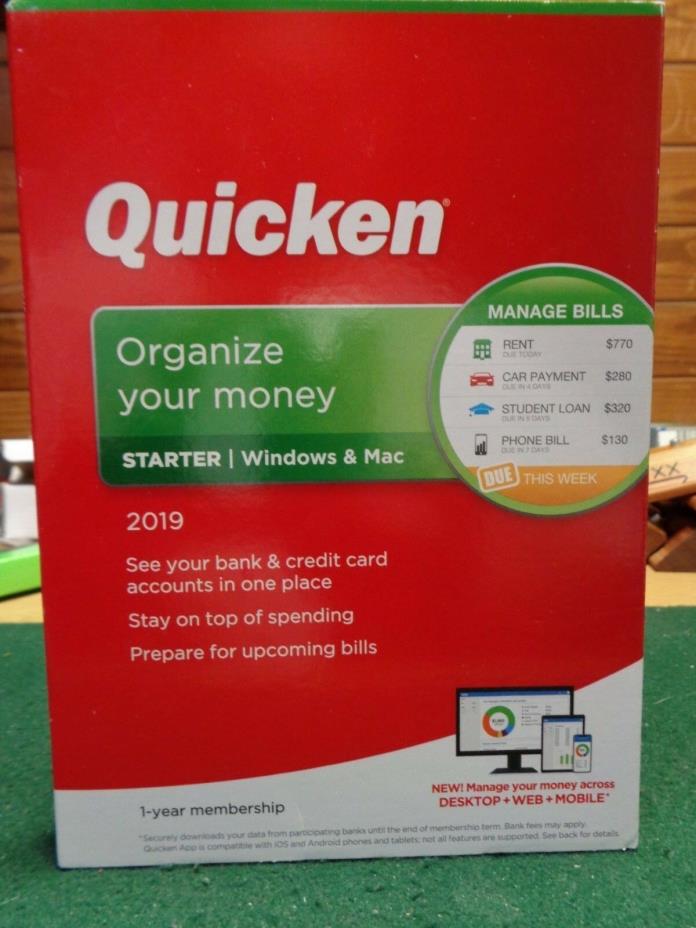 Quicken Organize your Money 2019 Starter for Windows & Mac