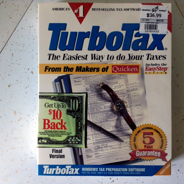 Vintage Intuit TurboTax Software 1993 CIB Big Box