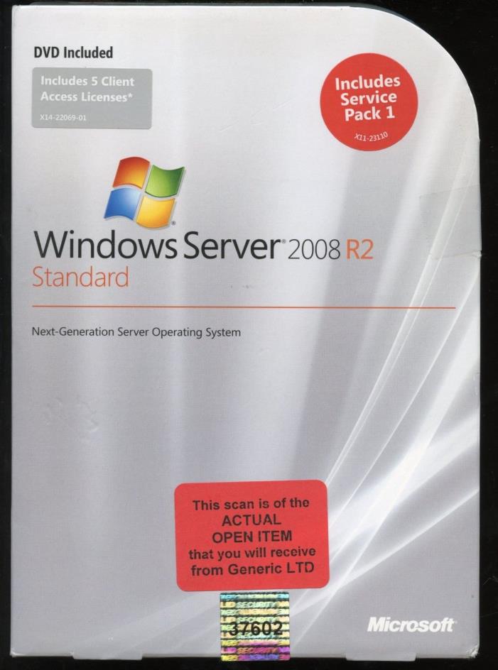 Open Box - P73-04754 Microsoft Windows Server 2008 R2 Standard SP1 5 CAL