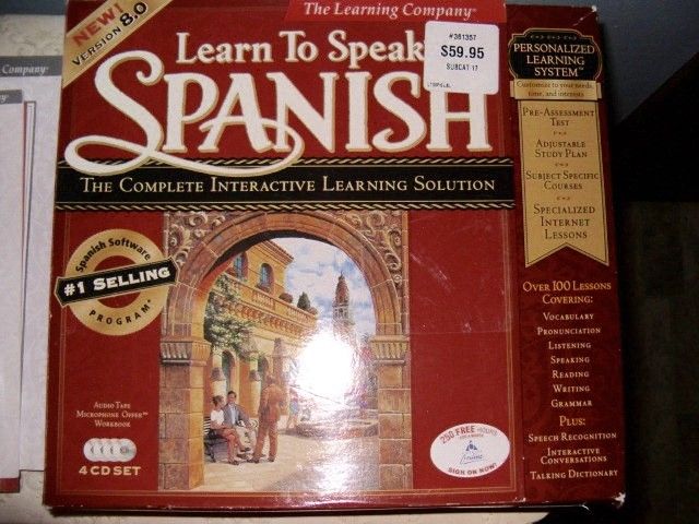 The Learning Company: Learn to Speak Spanish 4 CD's Set Version 8.0 Books Manual