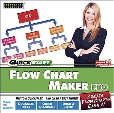 QuickStart Flow Chart Maker Pro PC Windows XP Vista 7 8 10 Sealed New
