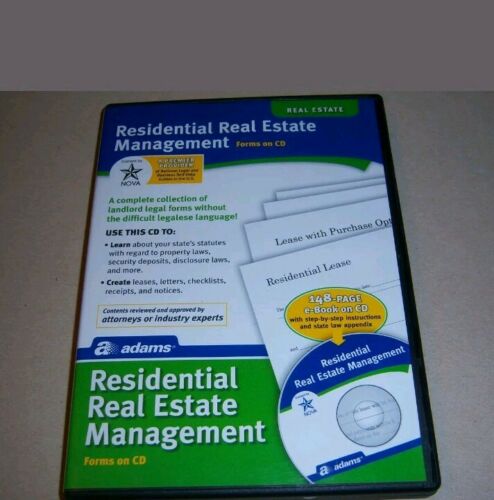Adams Residential Real Estate Property Management Forms on CD Windows Mac ss505