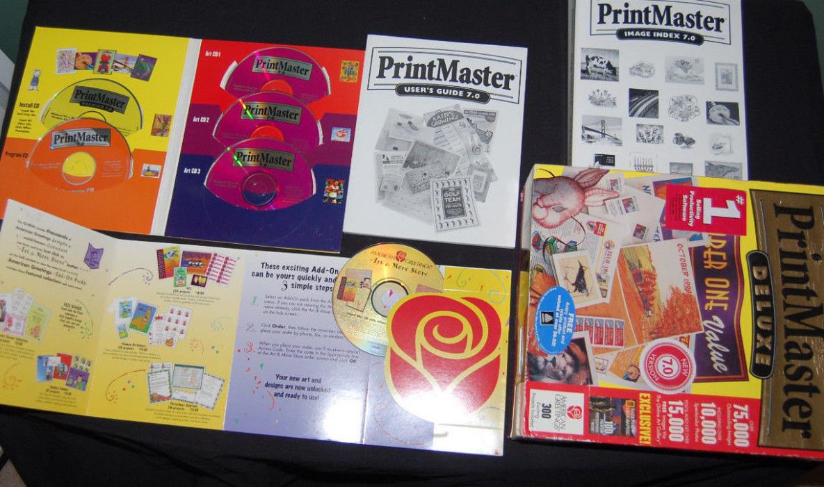 PrintMaster Deluxe 7.0 PC program Over 75,000 Images Windows 95 98 NT 4.0 TESTED