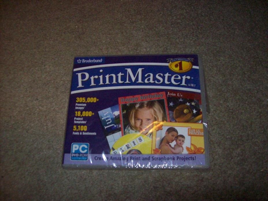 PRINTMASTER 18.1 DVD  Cards Labels Newsletters Greeting Cards Photo Editing  NEW
