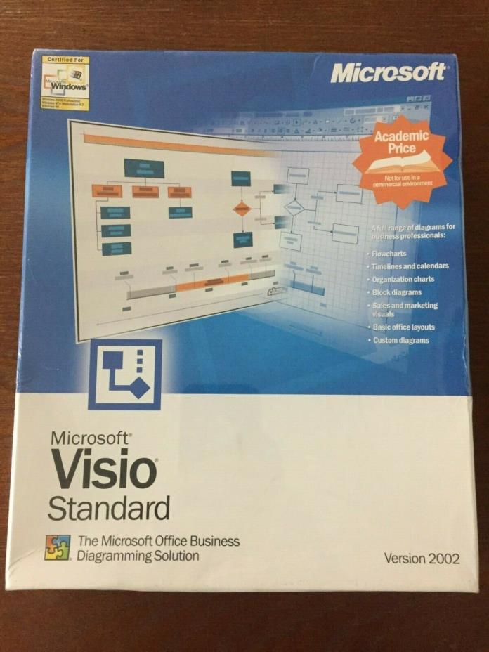 Microsoft Visio Standard 2002 Windows PC Office Business Diagramming Solution
