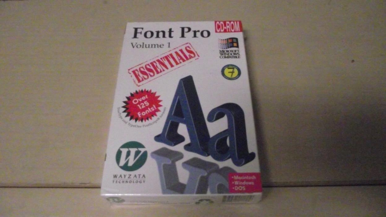 Font Pro Vol. 1 (PC, Apple) Factory Sealed, Vintage.
