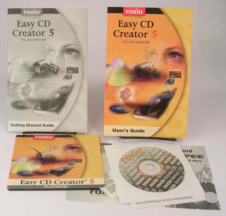 Roxio Easy CD Creator 5 Platinum Grouping Disk, Book, & Bonus Disk 1999 & 2000