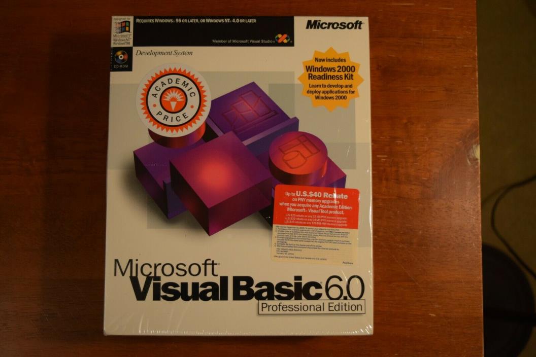 Microsoft Visual Basic 6.0 Professional Edition PN: 203-00769 new factory sealed