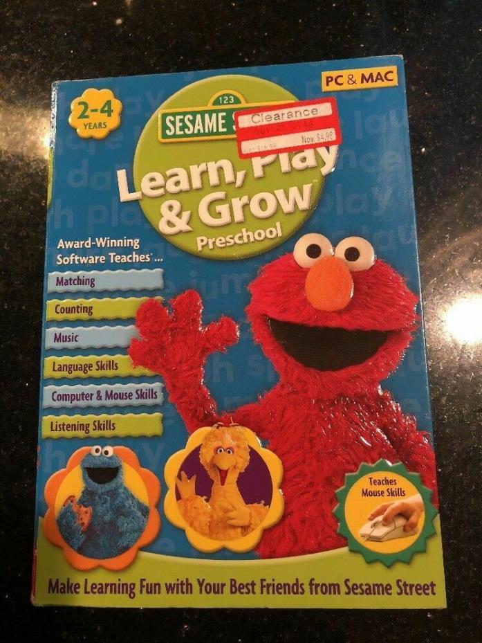 SESAME STREET LEARN PLAY & GROW for PC Mac CD Preschool game Kid Child Children
