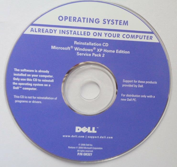 DELL Microsoft Windows XP Home Edition Reinstallation CD with SP 2