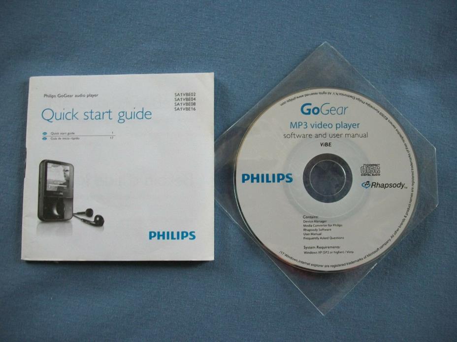 Philips GoGear MP3 Video Player Software and User Manual Rhapsody