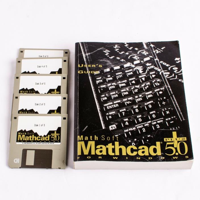 MathSoft Mathcad 5.0+ 5.0 Plus 5 v5.0 v5 - 5 floppy disks and manual - VTG RARE