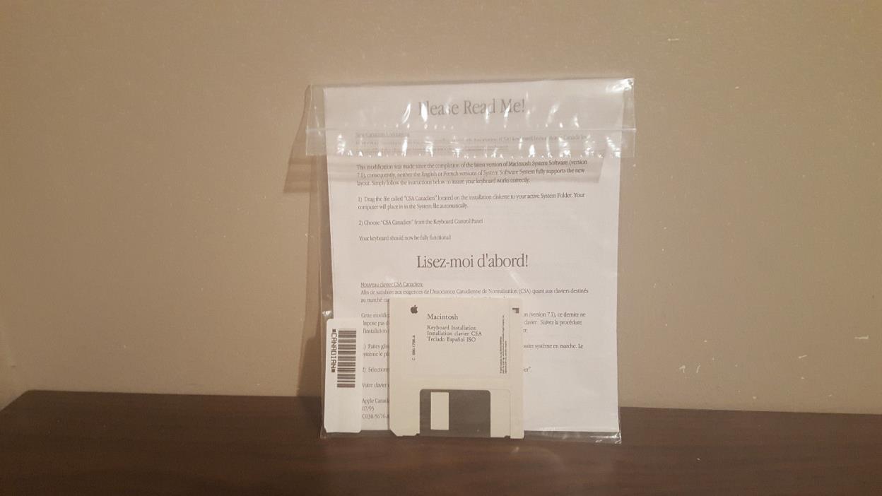 Macintosh Keyboard installation CSA floppy CANADIAN variant floppy & inserts