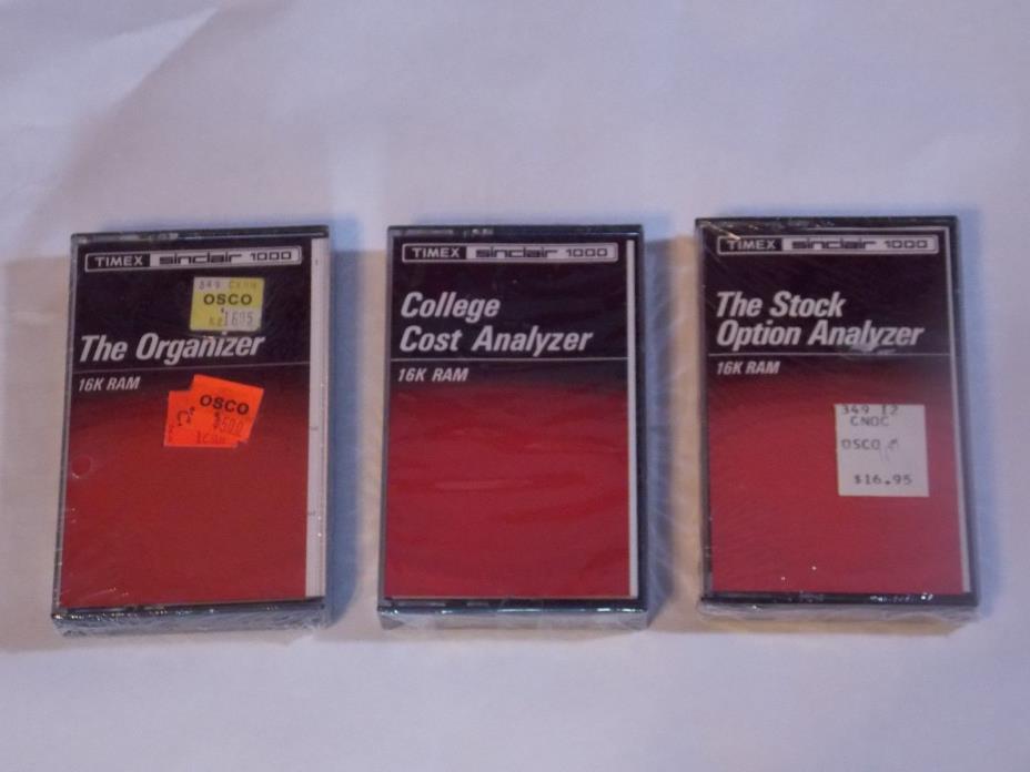 Lot Of 3 Sealed Timex Sinclair 1000 Cassettes Programs Vintage Sealed Media