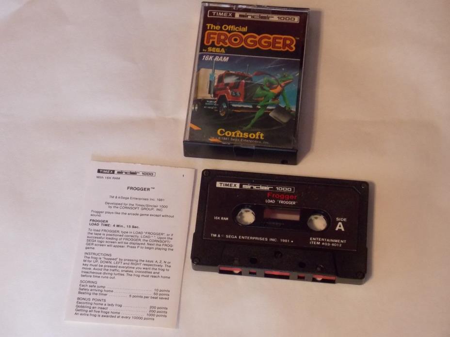 1981 Timex Sinclair 1000 Sega Cornsoft Frogger Cassette Video Game FROGGER Game