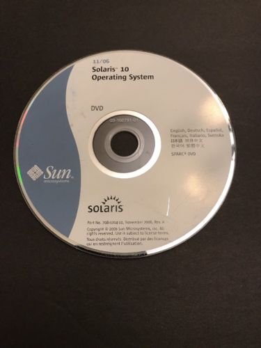 CD Sun Microsystems Solaris 10* 11/06 DVD Operating System !! Works Great!!
