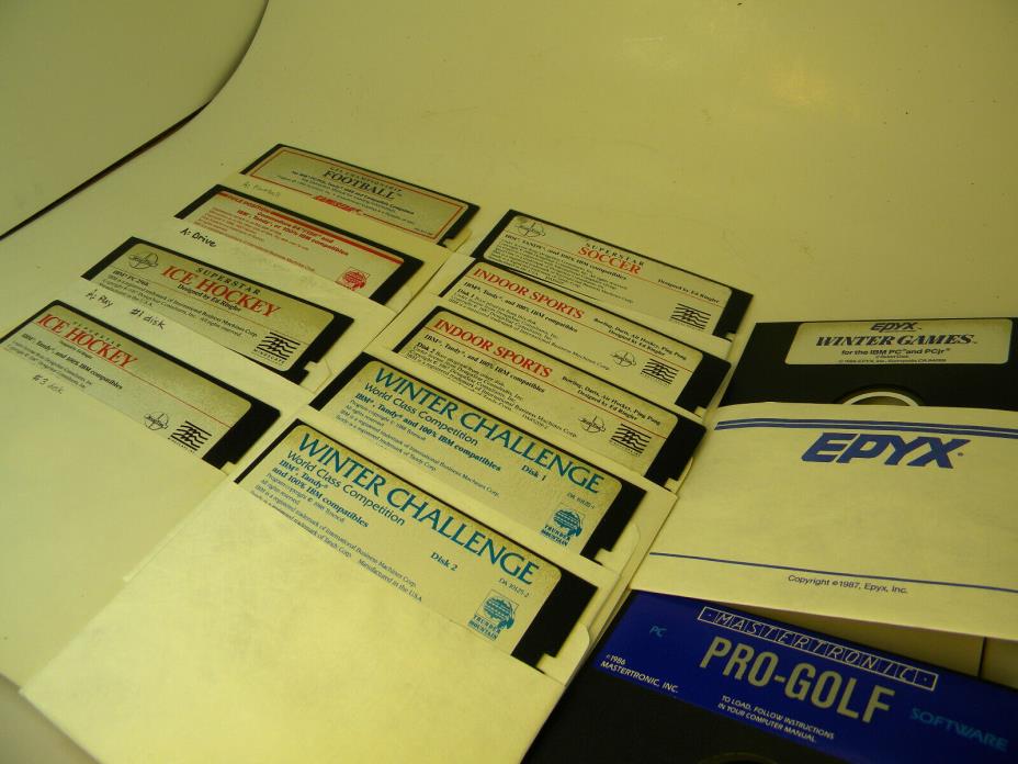 11 Vintage Floppy Game Disks for Retro Computer Sports play, Football, Soccer,