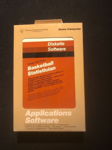 New Nos TI99-4a Home Computer Basketball Statistician Diskette Rare PHD 5023