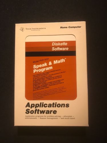 New Nos TI99-4a Home Computer Speak & Math Program Diskette Rare PHD 5031