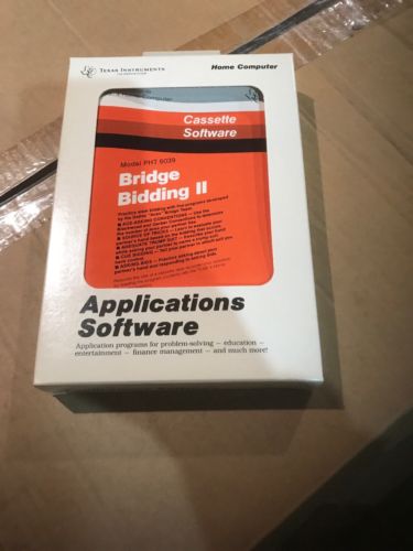 New Nos TI99-4a Home Computer Bridge Bidding II Cassette Rare PHT 6039