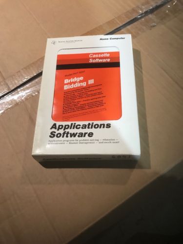 New Nos TI99-4a Home Computer Bridge Bidding III Cassette Rare PHT 6041