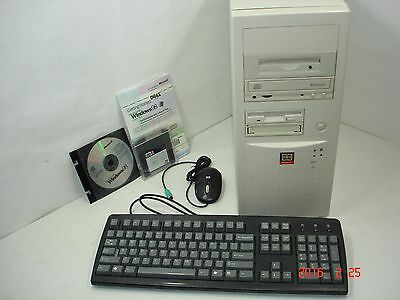 Vintage Loaded WIndows 98 DOS Gaming Computer P5F85 Pony Case CD Zip AMD Tape