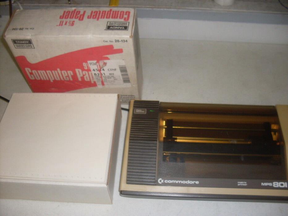 Commodore MPS-801 Dot Matrix Printer Full Box Tandy Cat No. 26-134  Paper