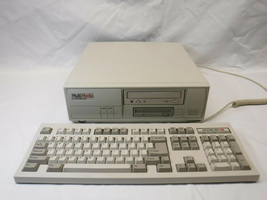 Vintage Packard Bell Multi-Media PB430A 486SX/25 Desktop Computer w/ Keyboard