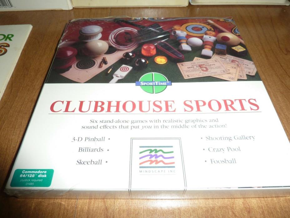 CLUBHOUSE SPORTS - Commodore 64/128: disk Brand New+Sealed - Mindscape