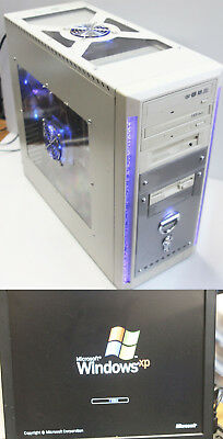 Vintage Blue Light Gaming PC AMD Athlon 1800+ 200gb 768mb Windows XP Desktop