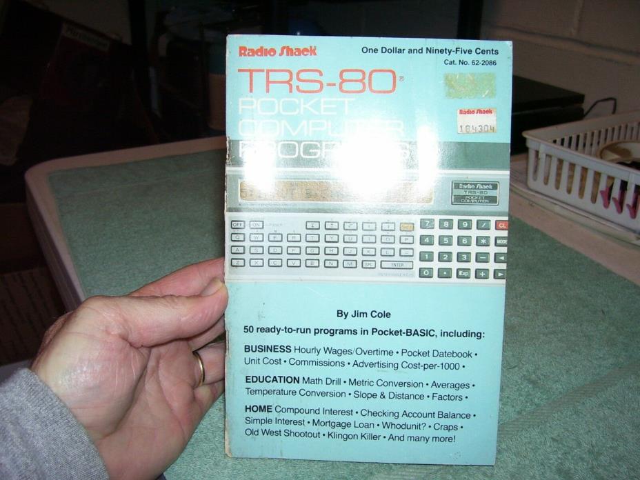 Radio Shack Tandy TRS-80 Pocket  Computer Programs Software Manual, 62-2086