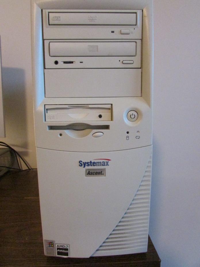 Vintage SYSTEMAX AMD Athlon 1.4GHz Win 2000 40GB HDD + Zip Drive Desktop WORKS