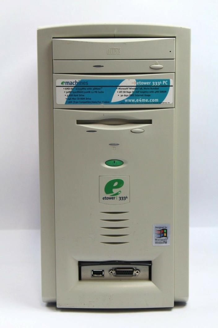 Vintage eMachines eTower AMD K6-2 333MHz PC 32MB RAM 3.2GB HDD No OS