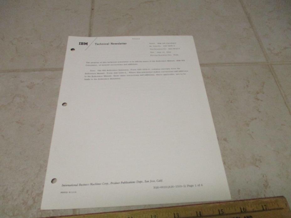 VTG IBM Technical Newsletter 609 Calculator 1962 Booklet Key Punch Accounting