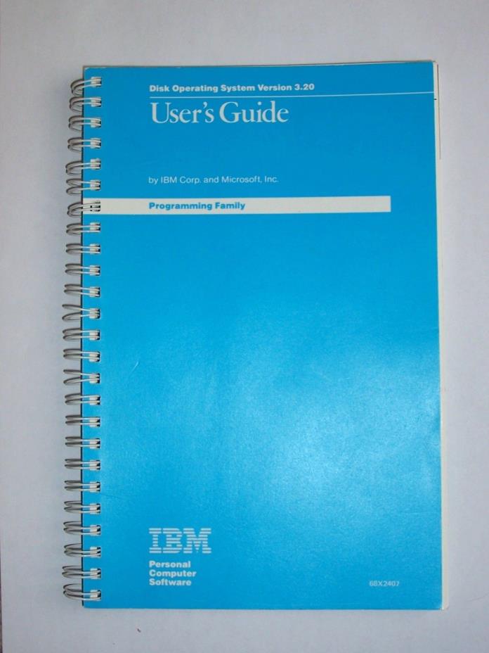Vintage IBM Disk Operating System Version 3.20 Users Guide DOS