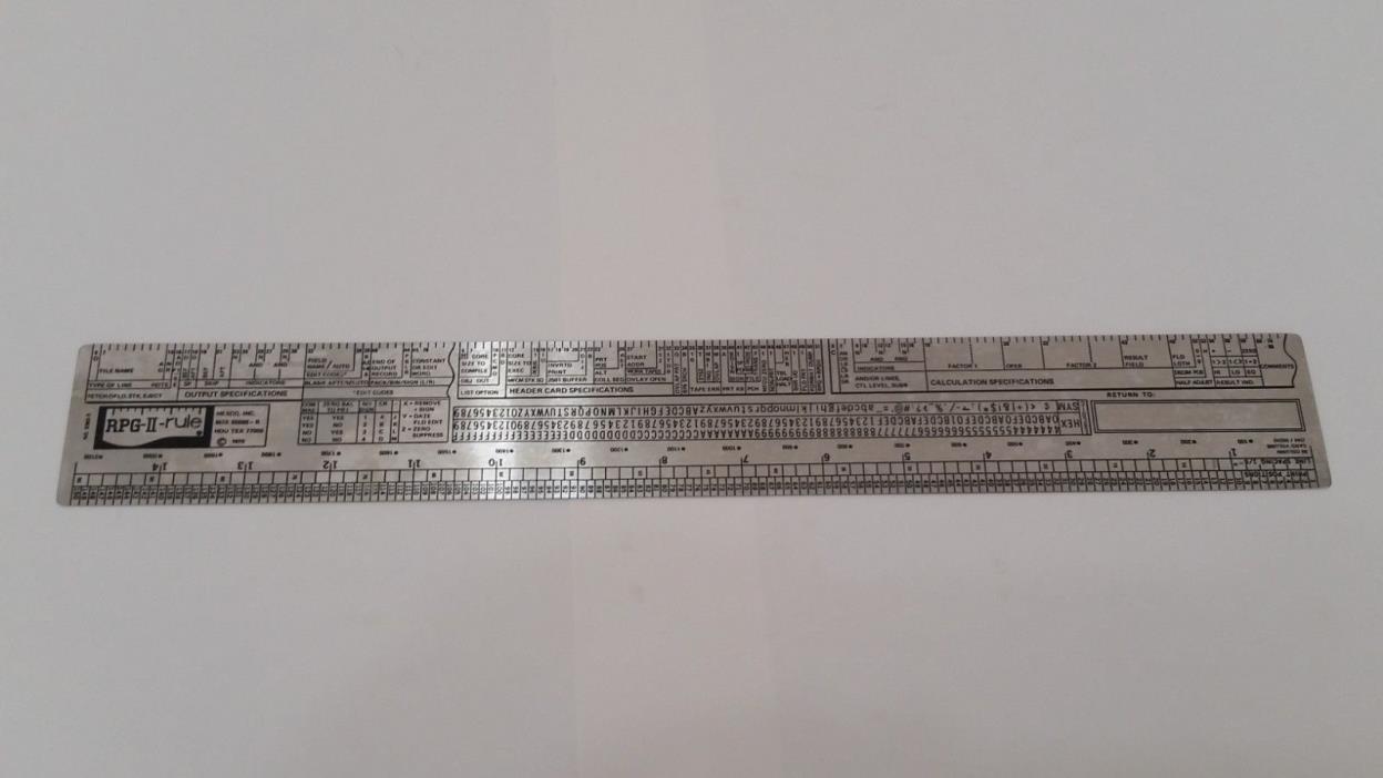 RPG-II-Rule RPG Model 2 Vintage 1975 Computer Programmers Ruler