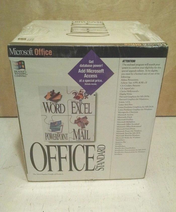 New Sealed Microsoft Office Standard for Windows 3.1 Word Excel Powerpoint Mail
