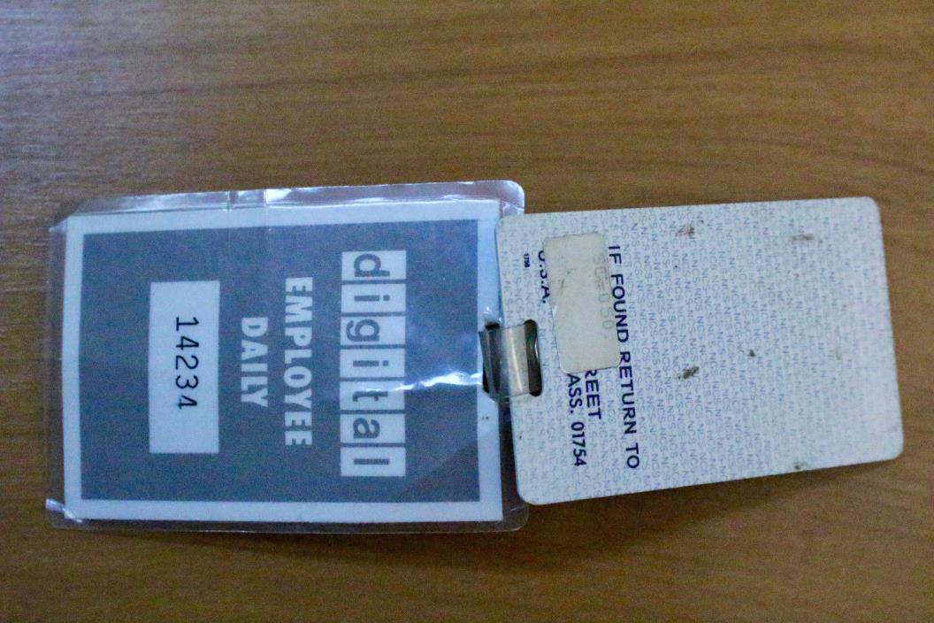 Vintage Digital Equipment Corporation Temporary Badge with NCS card for MR03