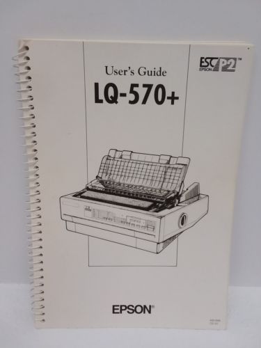 Epson Printer User's Guide LQ-570+ Spiral Bound 1992 Manual