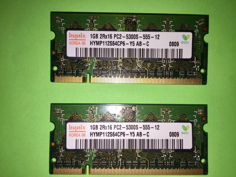 HYNIX 1GB RAM 2Rx16 PC2-5300S-555-12  SO-DIMM CARD   2GB kit DELL VOSTRO LAPTOP