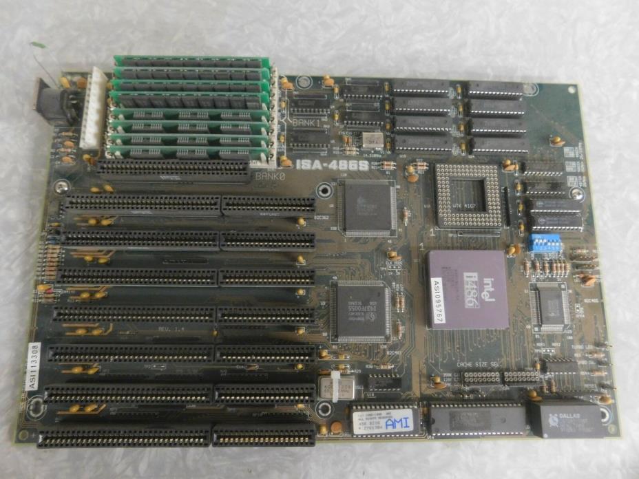 AMI ISA-486S Motherboard w/ Intel i486 & Ram