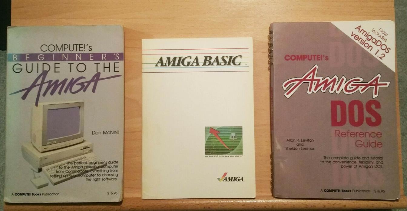 Amiga computer manuals (3) Basic, Dos, Guide