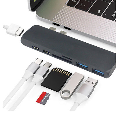 7in1 USB-C 3.0 Hub Type-C Multiport Card Reader Adapter 4K HDMI For MacBook Pro