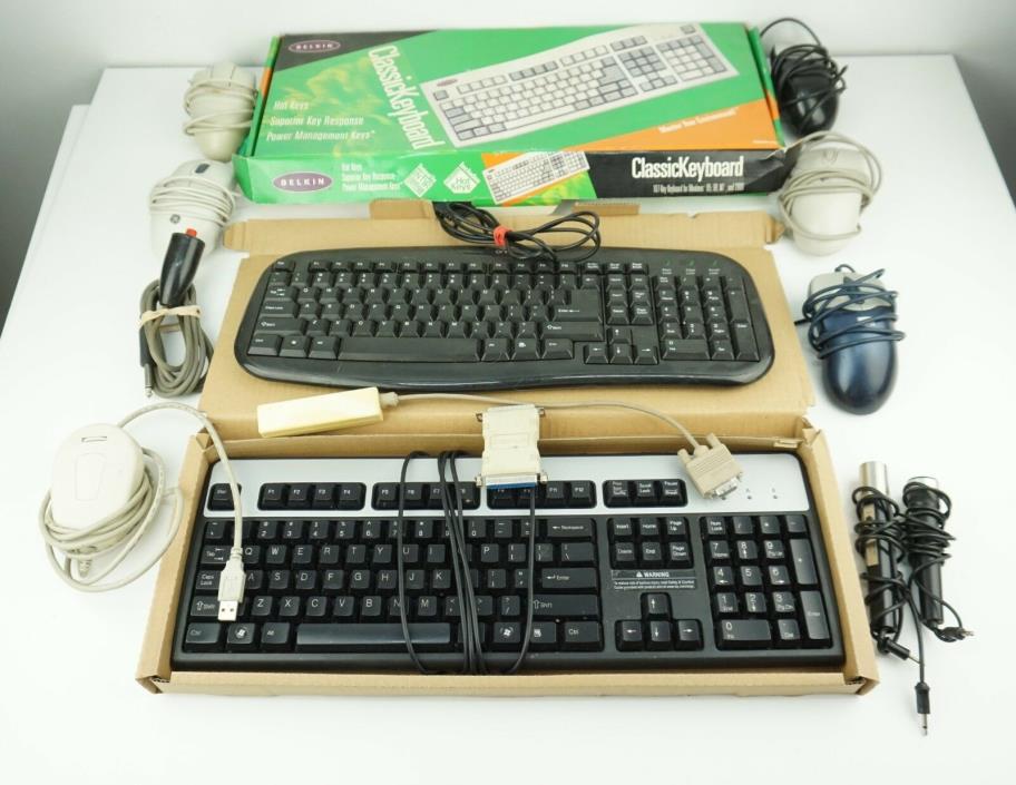 Lot of Computer Keyboards, Vintage Computer Mice and Other Misc Cords